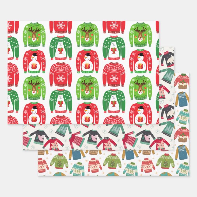 Ugly Christmas Sweater Bundle: Multicolor Wrapping Paper Sheet (Set)