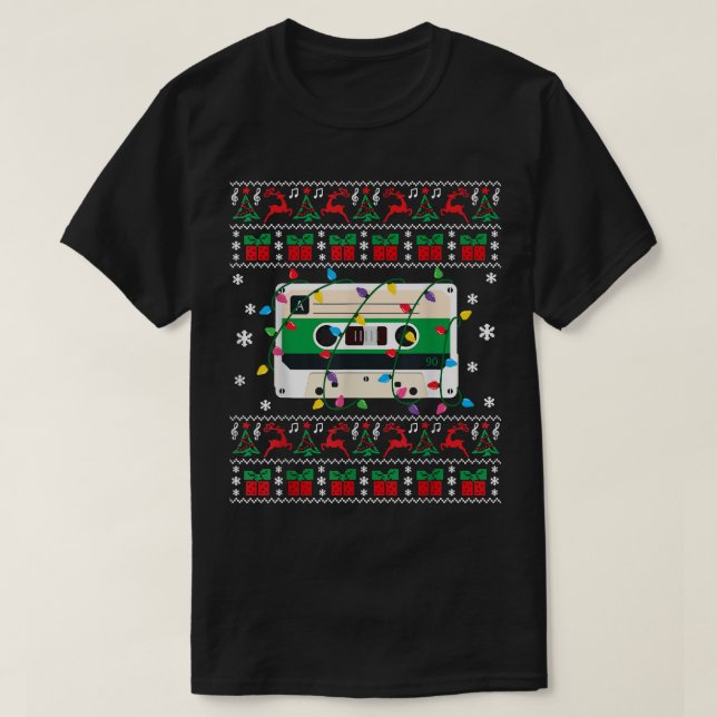Ugly Christmas Sweater Cassette Xmas Lights Family (Design Front)