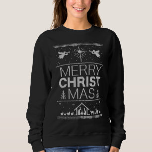 Ugly Christmas Sweater Christ Christian Blue White