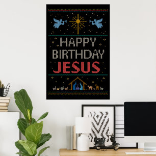 Ugly Christmas Sweater Christian Religious Jesus Poster
