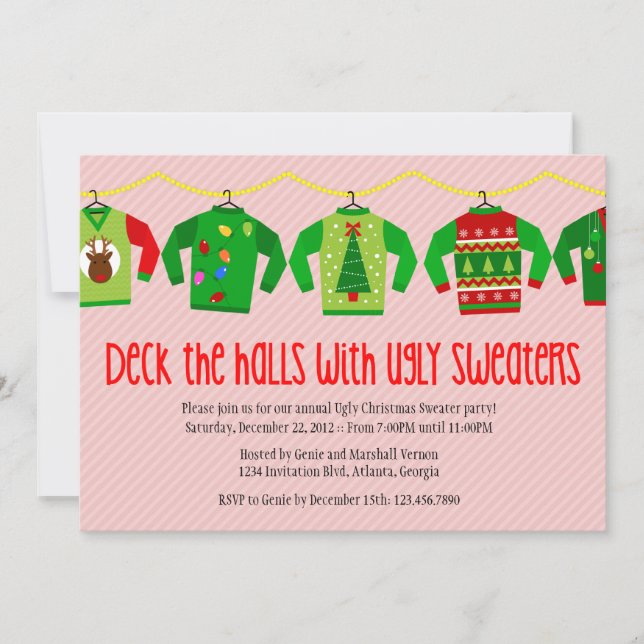 Ugly Christmas Sweater Christmas Party Invitation (Front)