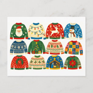 Ugly Christmas Sweater Collage Postcard