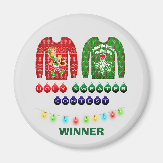 Ugly Christmas Sweater Contest Winner Custom Magnet (Front)