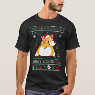 Ugly Christmas Sweater Corgi Santa Hat Merry Corgm
