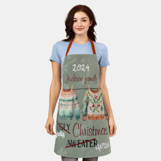 Ugly Christmas Sweater Custom Apron 