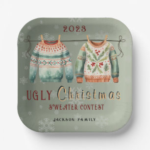 Ugly Christmas Sweater Customisable Paper Plates