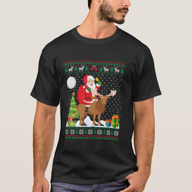 Ugly Christmas Sweater Design Funny Santa Riding M (Front)