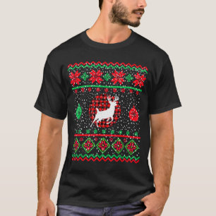Ugly Christmas Sweater Design Plaid Reindeer