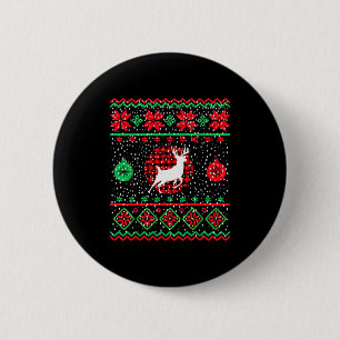 Ugly Christmas Sweater Design Plaid Reindeer  6 Cm Round Badge