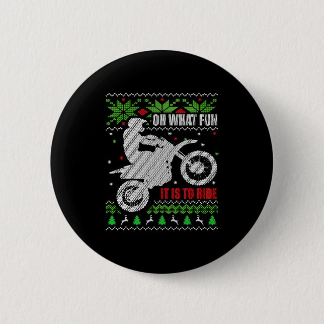 Ugly Christmas Sweater Dirt Bike Motorcycle Motocr 6 Cm Round Badge (Front)