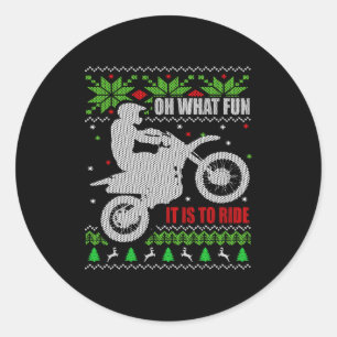 Ugly Christmas Sweater Dirt Bike Motorcycle Motocr Classic Round Sticker