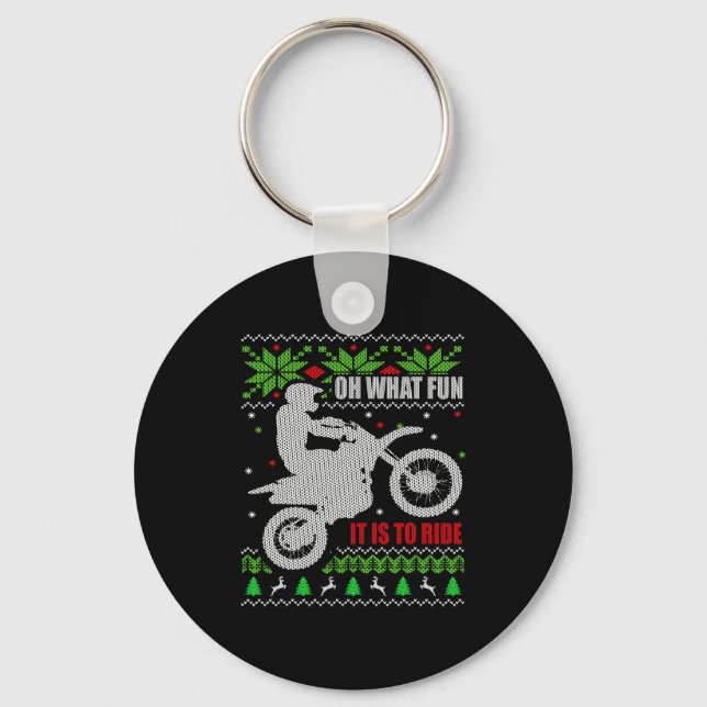 Ugly Christmas Sweater Dirt Bike Motorcycle Motocr Key Ring (Front)