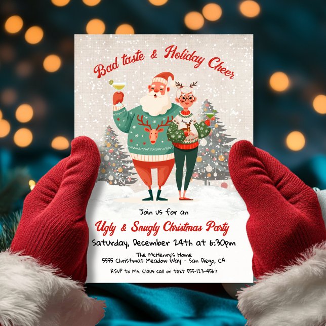Ugly Christmas Sweater Fun Holiday Party Invitation (Creator Uploaded)