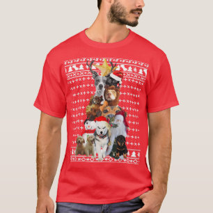 Ugly Christmas Sweater Funny Dog Tree Antlers & Sa