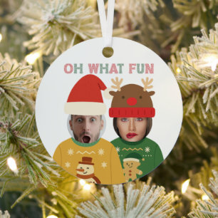 Ugly Christmas Sweater Funny Face Personalised Metal Tree Decoration