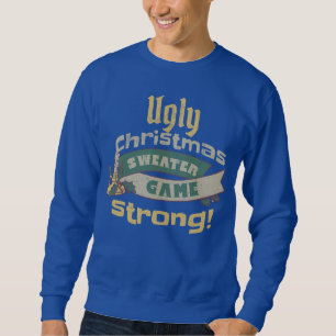 Ugly Christmas Sweater Game Strong! Royal Blue