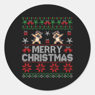 Ugly Christmas Sweater German Shepherd Xmas Dog Fa Classic Round Sticker