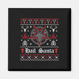 Ugly Christmas Sweater Hail Santa Pentagram Xmas S Magnet