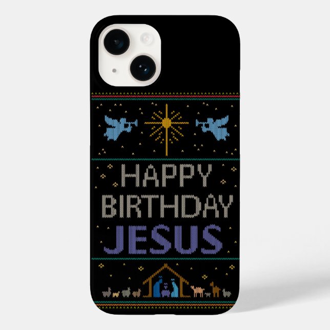Ugly Christmas Sweater - Happy Birthday Jesus Purp Case-Mate iPhone Case (Back)