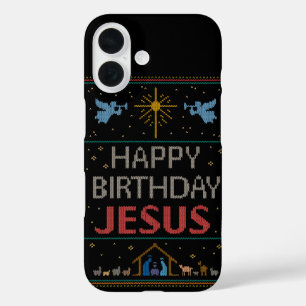 Ugly Christmas Sweater - Happy Birthday Jesus Red iPhone 16 Case
