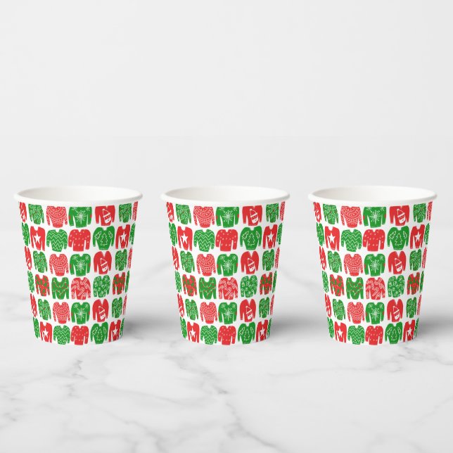 Ugly Christmas Sweater Happy Holidays Cute Paper Cups (Multi)