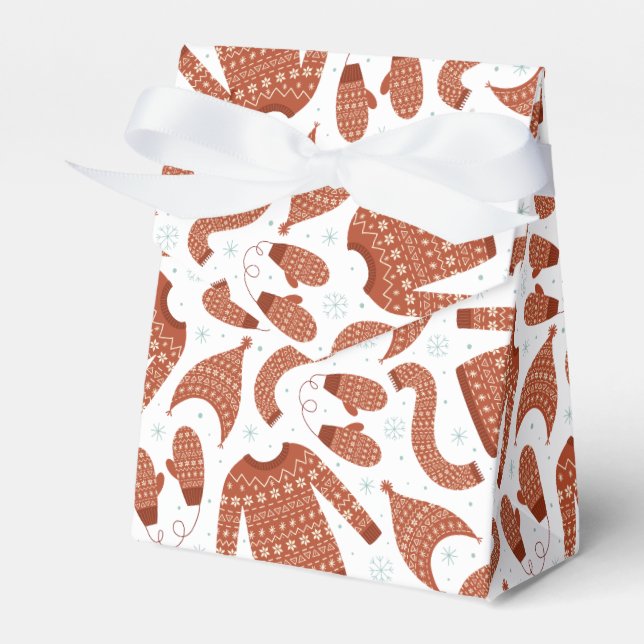 Ugly Christmas Sweater Hat Scarf Red White Favour Box (Front Side)