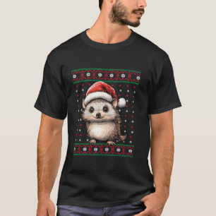 Ugly Christmas Sweater Hedgehog Lover Santa Hat Fu