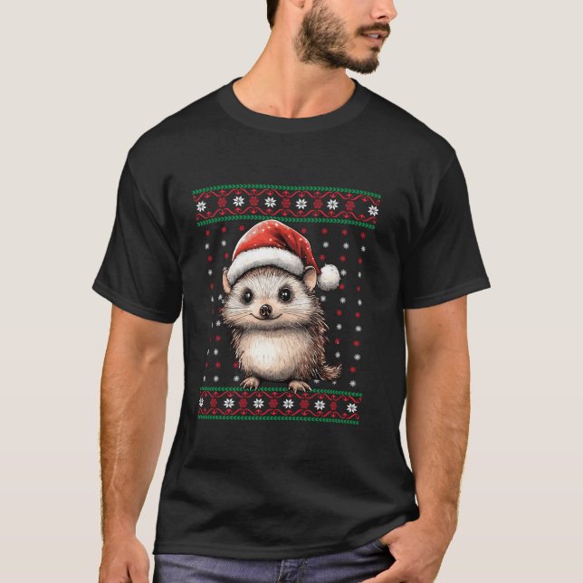 Ugly Christmas Sweater Hedgehog Lover Santa Hat Fu (Front)