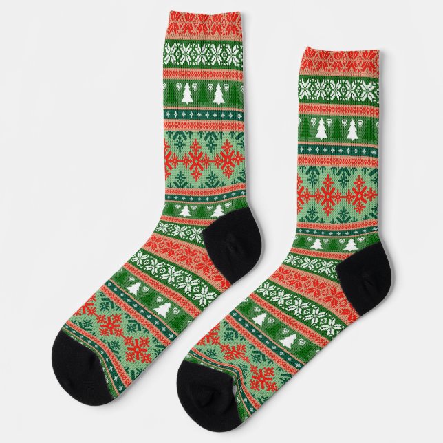 Ugly Christmas Sweater Holiday Novelty Socks (Left)