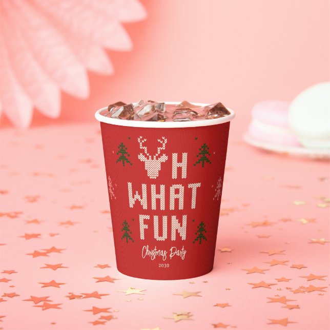 Ugly Christmas Sweater Holiday Party Paper Cups (Insitu)
