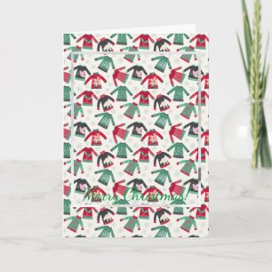 Ugly Christmas Sweater Holiday Pattern Green Photo Note Card