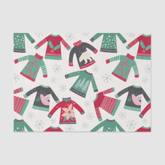 Ugly Christmas Sweater Holiday Pattern Tissue Paper (Front)