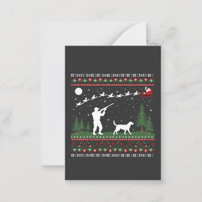 Ugly Christmas Sweater Hunting Season Santa  Card (Front)