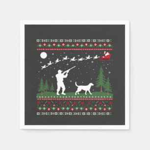 Ugly Christmas Sweater Hunting Season Santa  Napkin