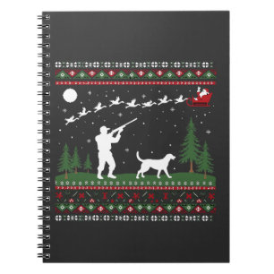 Ugly Christmas Sweater Hunting Season Santa Notebook