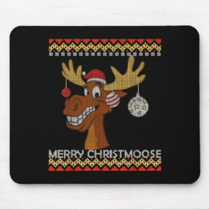 Ugly Christmas Sweater I Merry Christmoose Funny M Mouse Mat