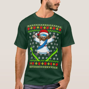 Ugly Christmas Sweater Kids Jesus Skiing Gift