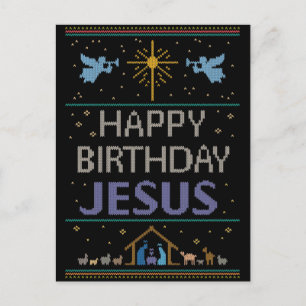 Ugly Christmas Sweater Knit Religious Christian Holiday Postcard
