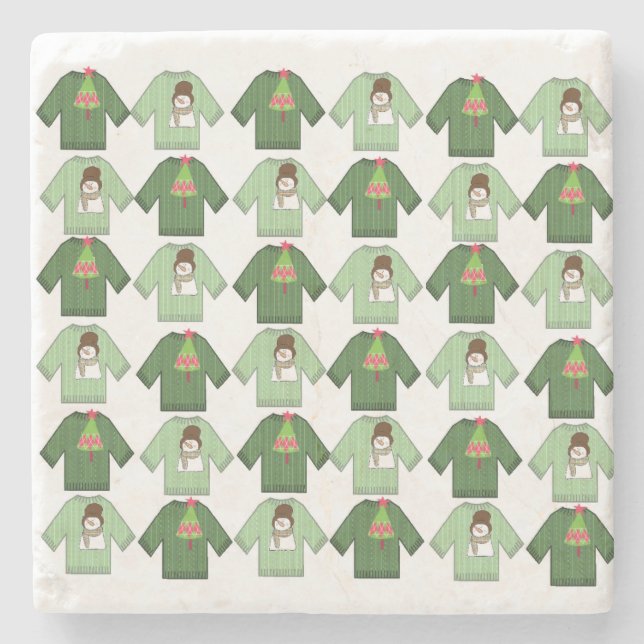 Ugly Christmas Sweater Marble Stone Coaster (Front)