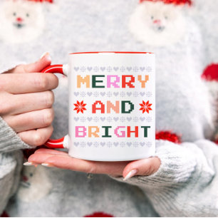 Ugly Christmas Sweater   Merry and Bright Coffee Mug