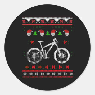 Ugly Christmas Sweater Mountain Biking Outdoor Xma Classic Round Sticker