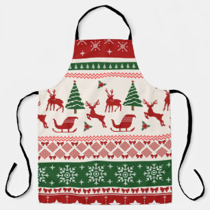 Ugly Christmas Sweater Nordic Reindeer Pattern Apron