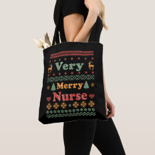 ugly christmas sweater nurse vintage tote bag