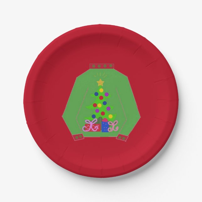 Ugly Christmas Sweater Paper Plate (Front)