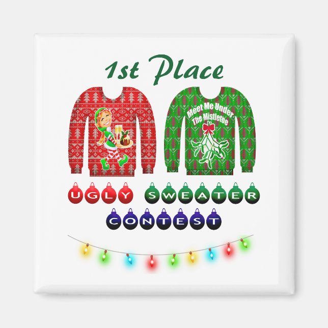 Ugly Christmas Sweater Party 1st Place Winner Magnet (Front)