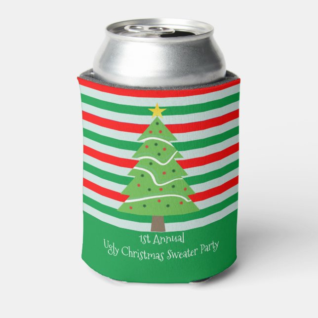 Ugly Christmas Sweater Party Gift Can Cooler (Can Back)