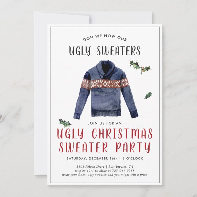 Ugly Christmas Sweater Party Invitation (Front)