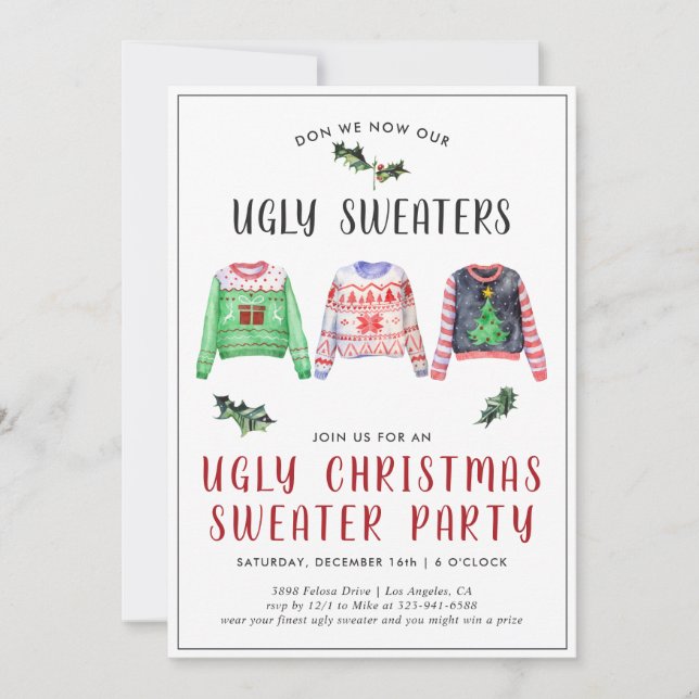 Ugly Christmas Sweater Party Invitation (Front)