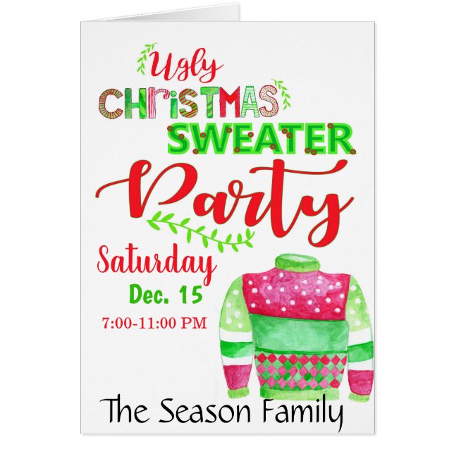 Ugly Christmas Sweater Party Invitation (Front)
