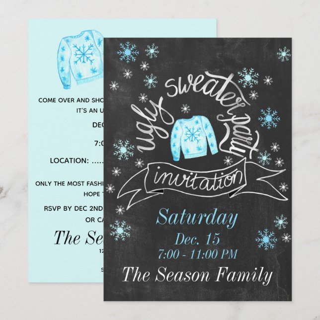 Ugly Christmas Sweater Party Invitation (Front/Back)